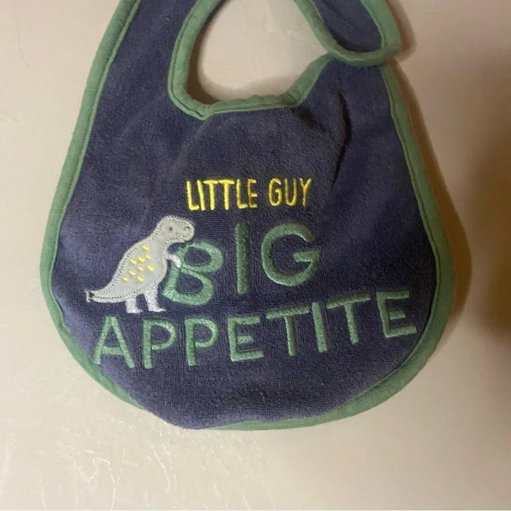 CHILD of mine carters one size baby bib little guy big appetite dinosaur